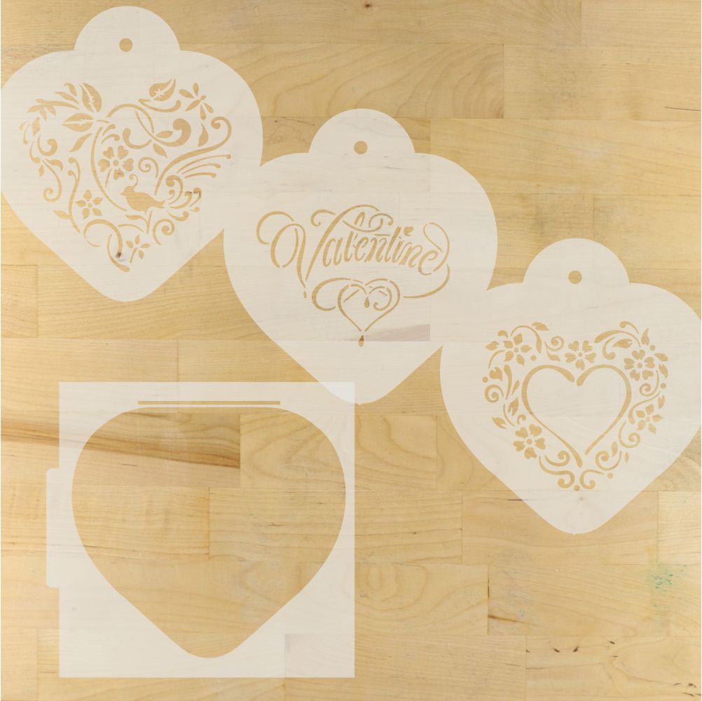 Be My Valentine Heart Shaped Cookie Stencil Set by Designer Stencils