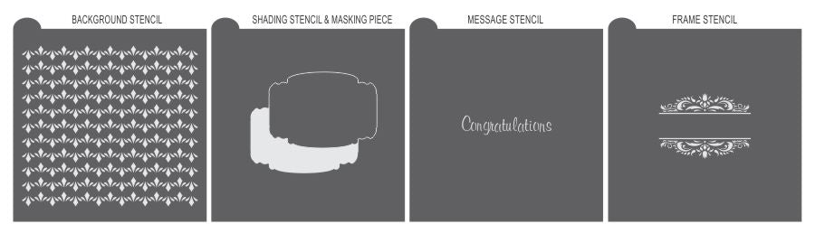 What is in Your Congratulations Prettier Plaques Cookie Stencil 5 Pc Set