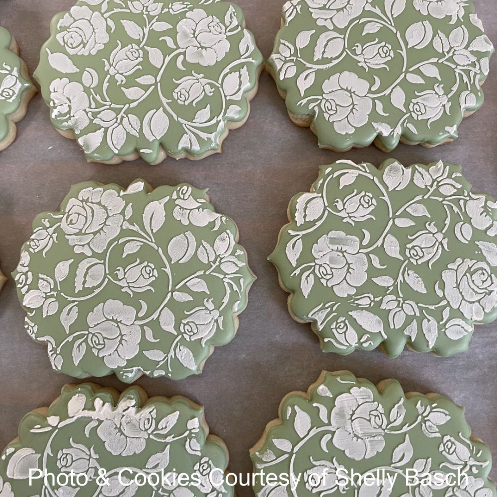 Rosebud Trellis Background Cookie Stencil
