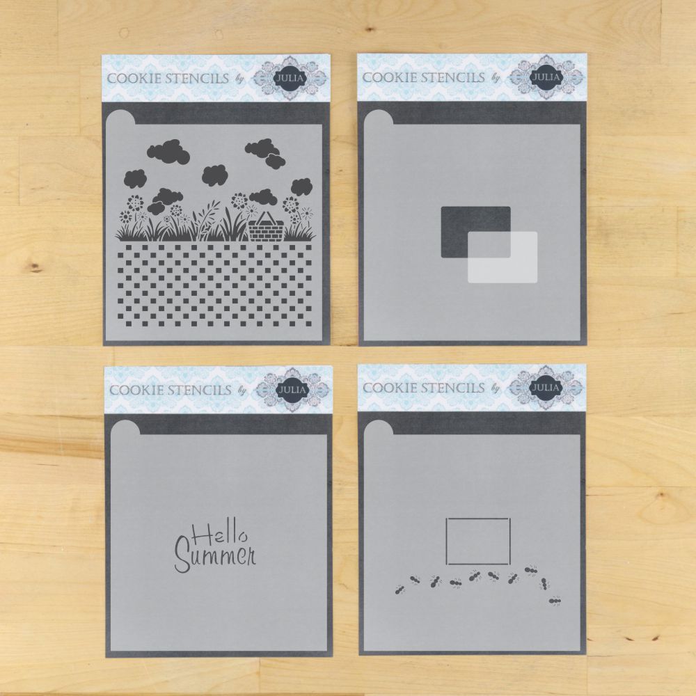 Summer Picnic Prettier Plaques Cookie Stencil 5 Pc Set