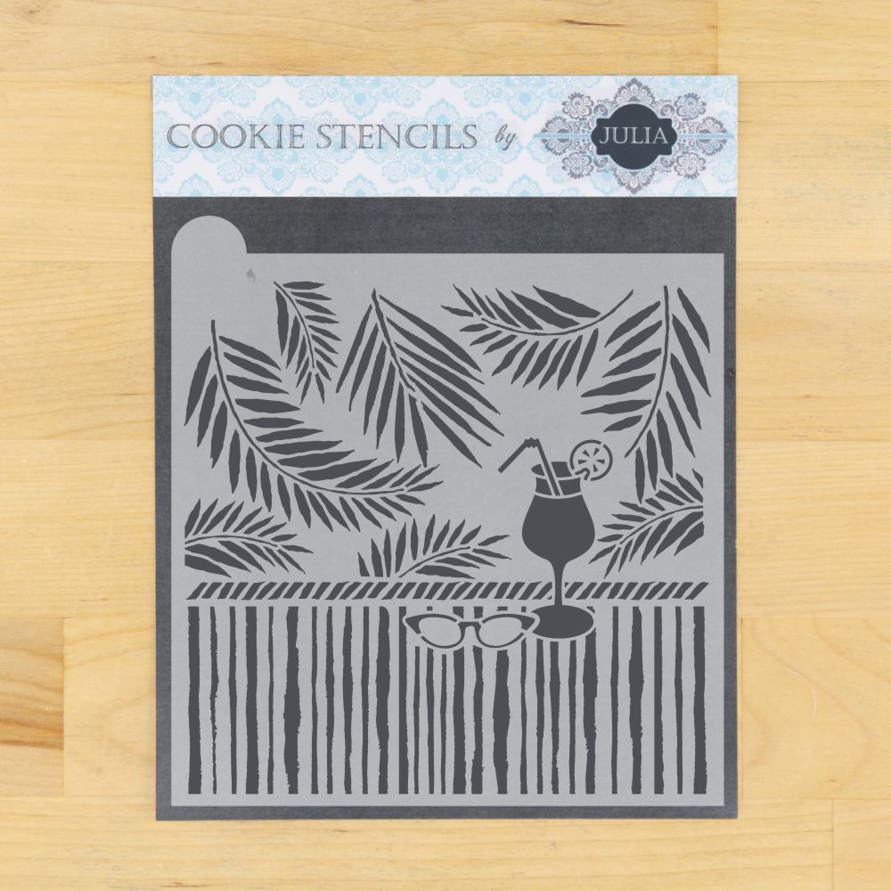 Island Cocktail Prettier Plaques Background Cookie Stencil