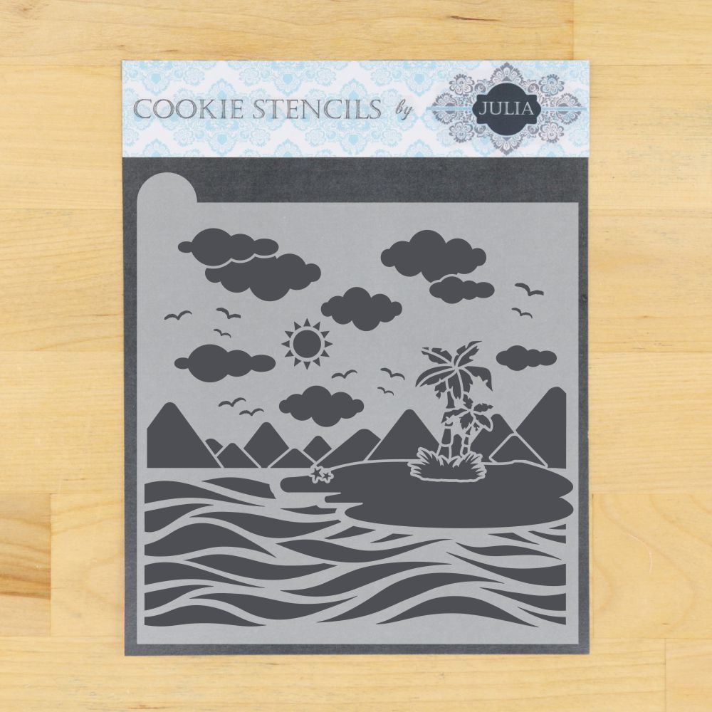 Island Paradise Prettier Plaques Background Cookie Stencil