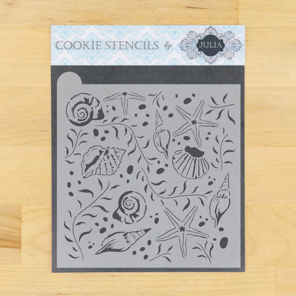 Seashells Prettier Plaques Background Cookie Stencil