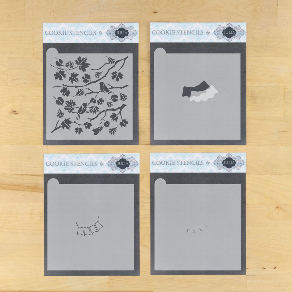 Fall Foliage Prettier Plaques Fall Cookie Stencil 5 Pc Set