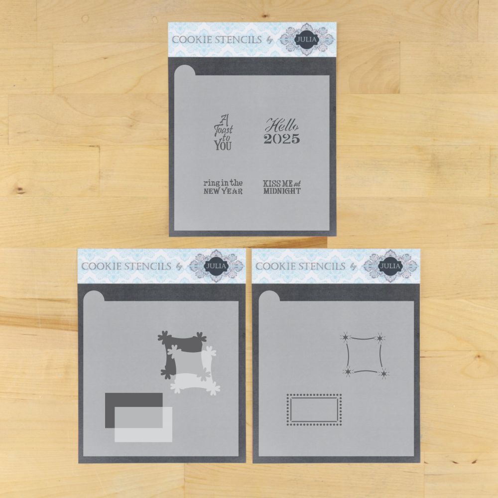 Ring in the New Year Dynamic Duos Cookie Stencil Message and Frame Set