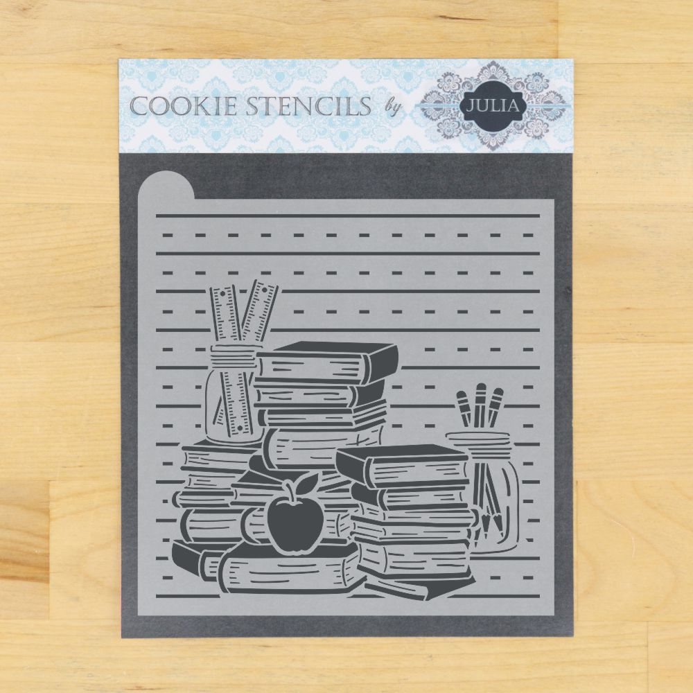 School Books Background Cookie Stencil