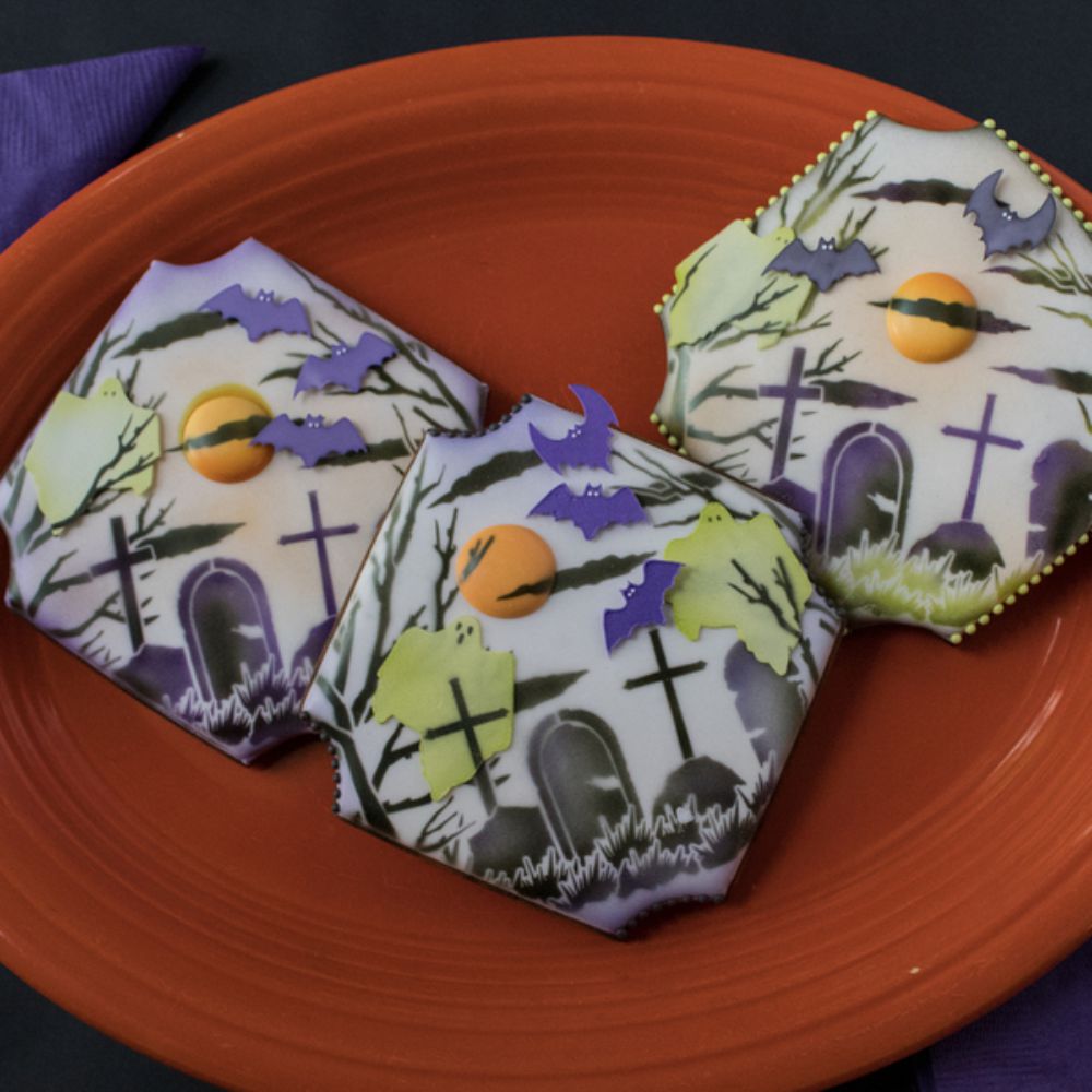 Graveyard Halloween Cookie Stencil