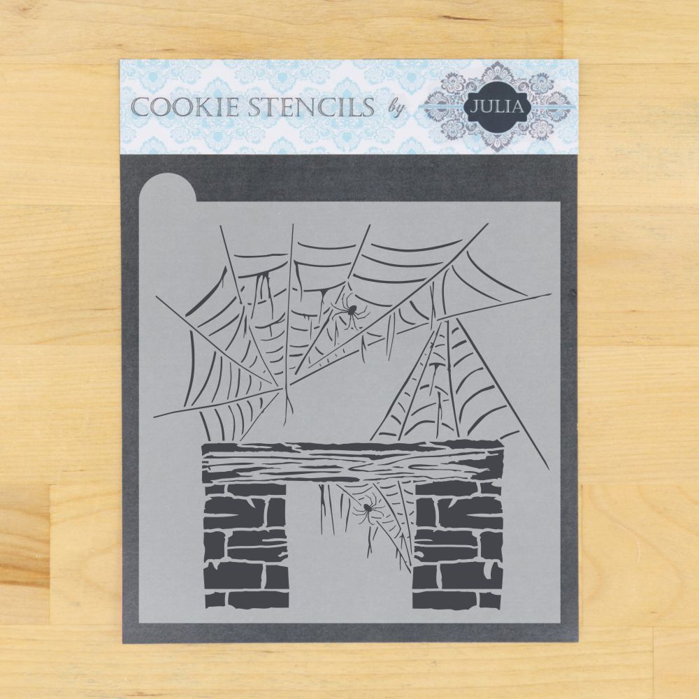 Cobwebbed Mantle Halloween Cookie Stencil