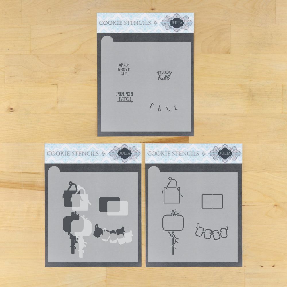 Birds and Bittersweet Dynamic Duos Message and Frame Fall Cookie Stencil Set