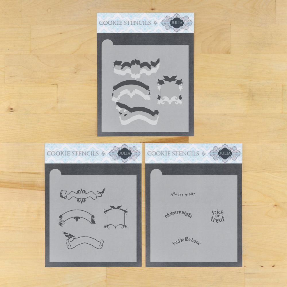 Bad to the Bone Dynamic Duos Message and Frame Halloween Cookie Stencil Set