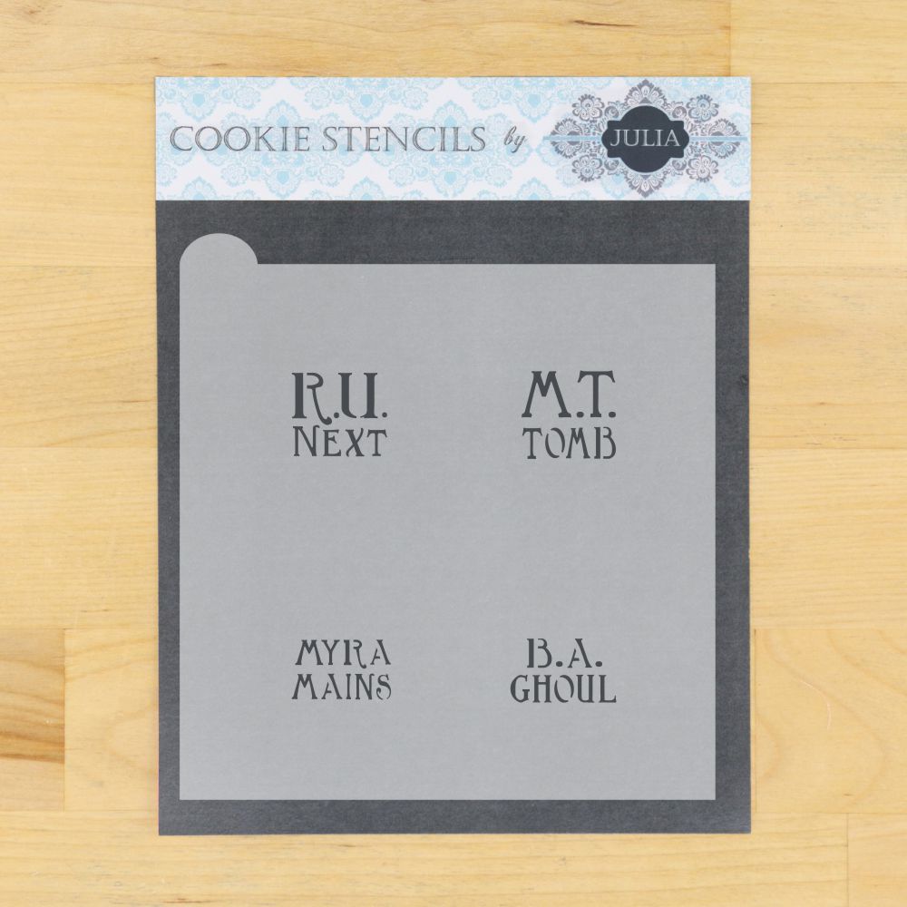 Epitaph cookie stencil by Julia Usher