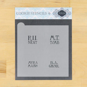 Epitaph cookie stencil by Julia Usher