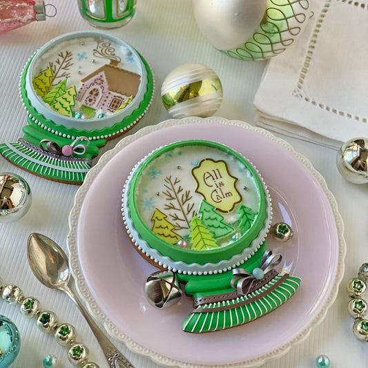 Holiday Snow Globe 2D Cookie for Holiday Tables by Julia Usher