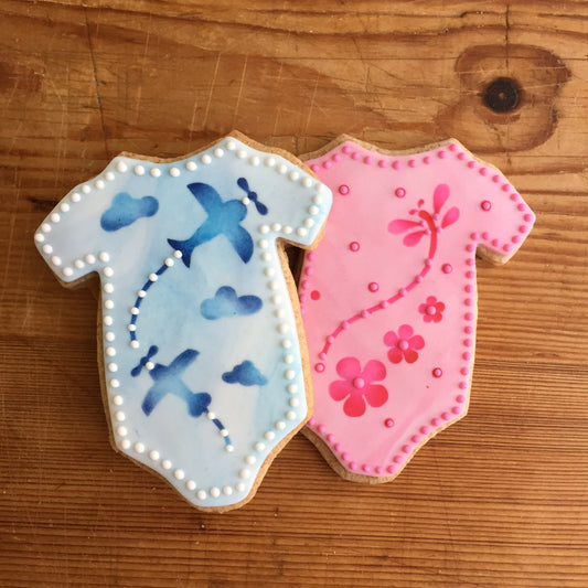 Baby Onesie Cookie Stencil and Cutter Set Cookies