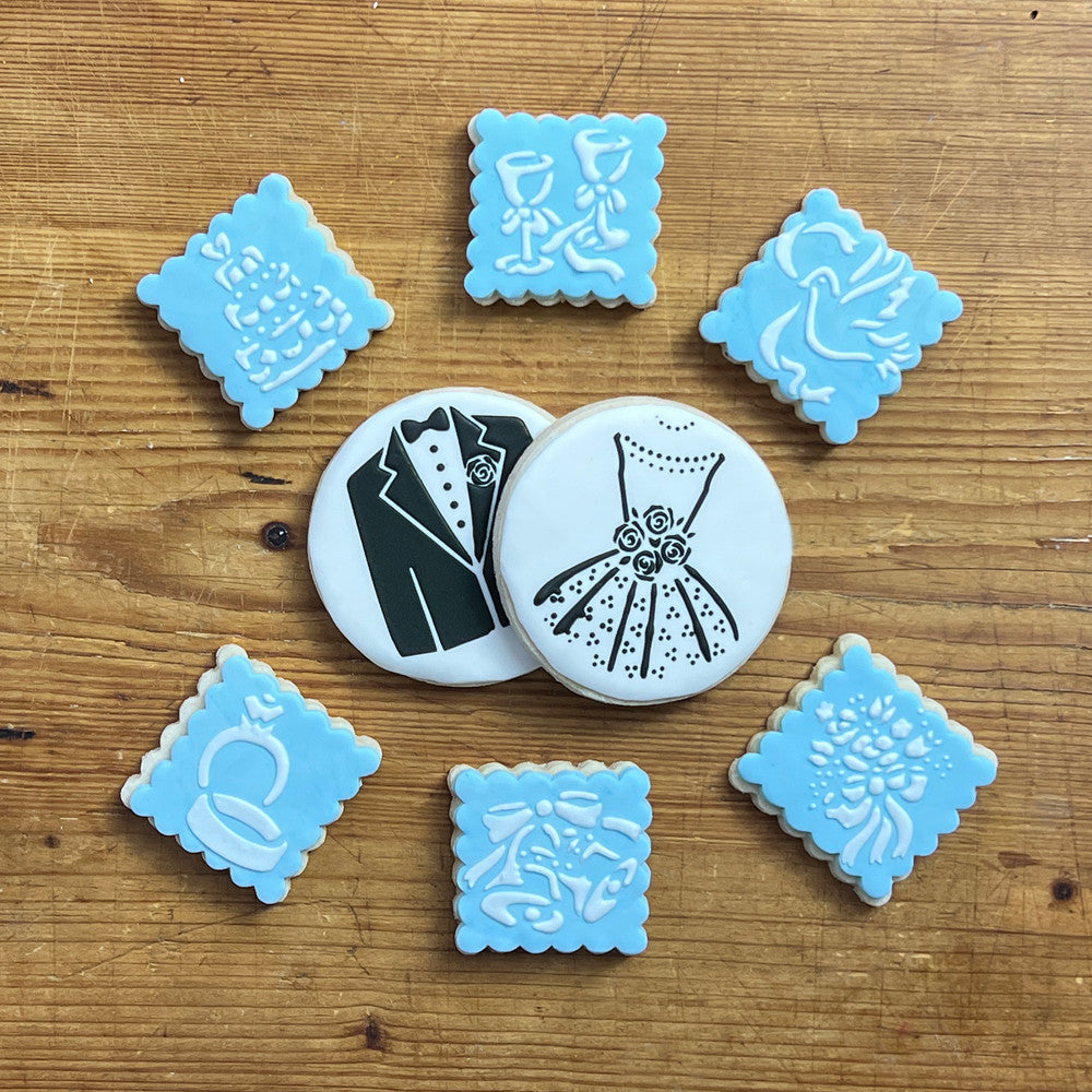 Wedding Round Cookie Stencil Set by Designer Stencils