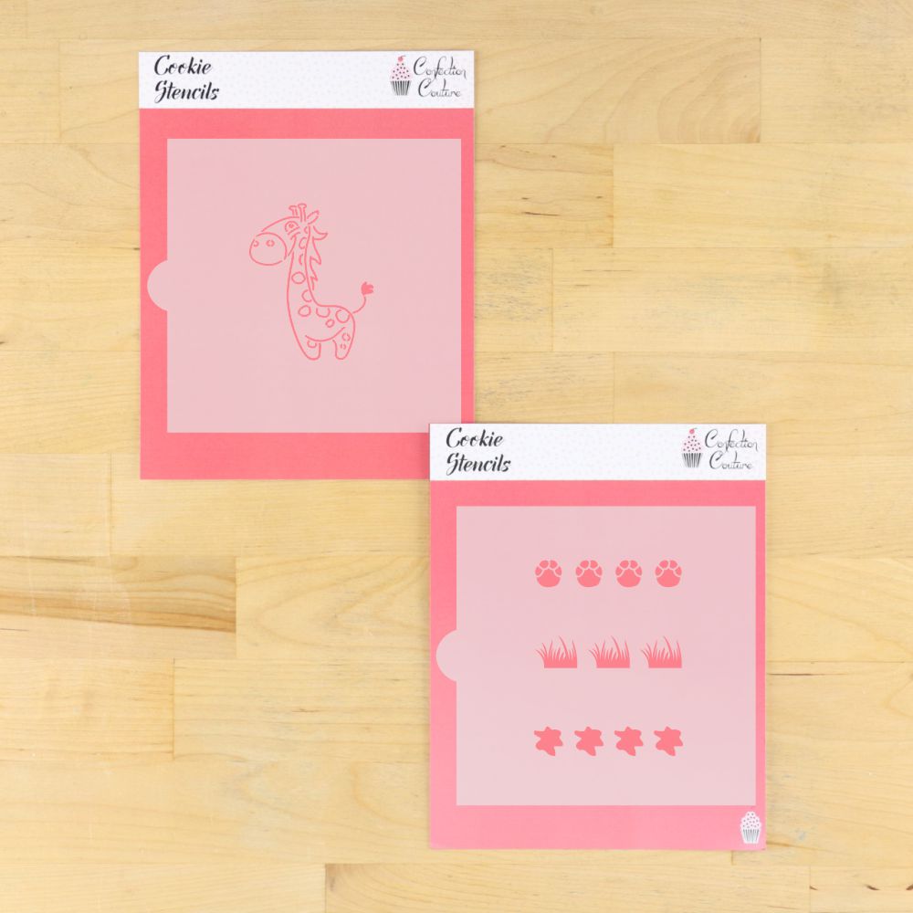Giraffe Paint Your Own Cookie Stencil with matching pyo paint palette stencil