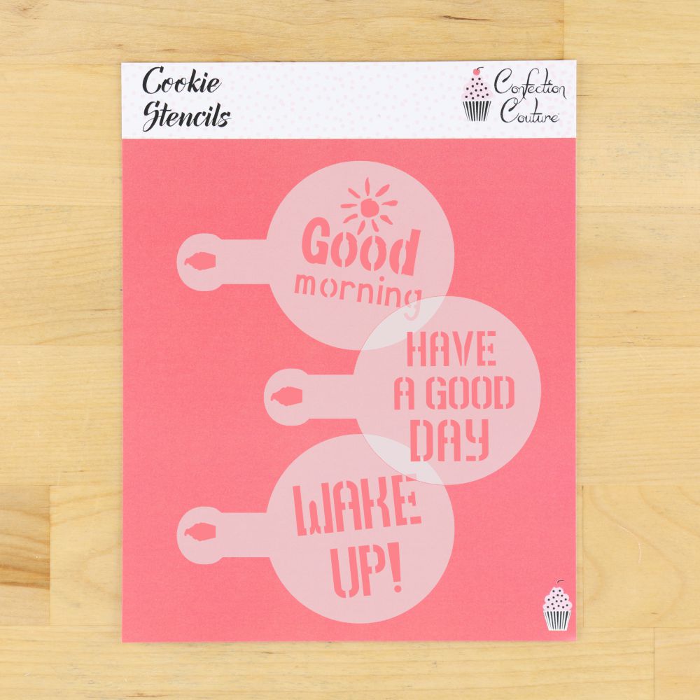 Wake Up Barista and Coffee Stencil 3 Piece Set