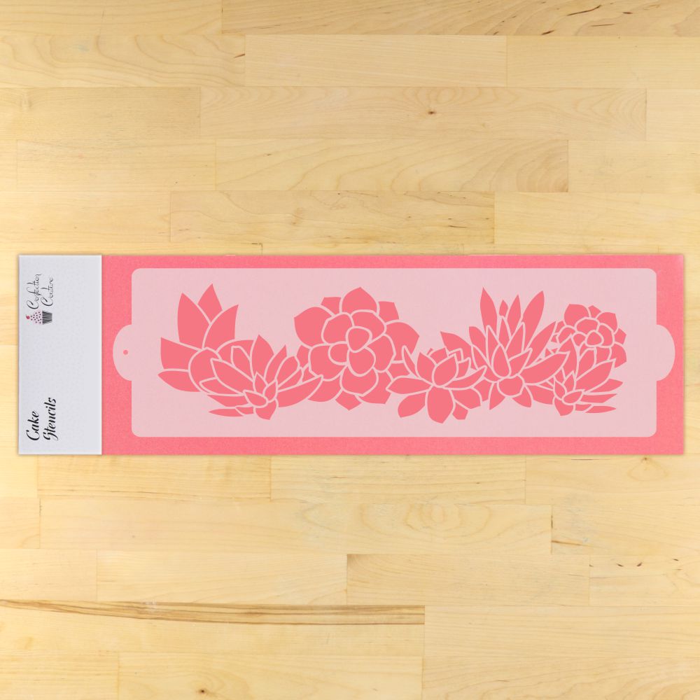 Succulent Spray Cake Side Stencil