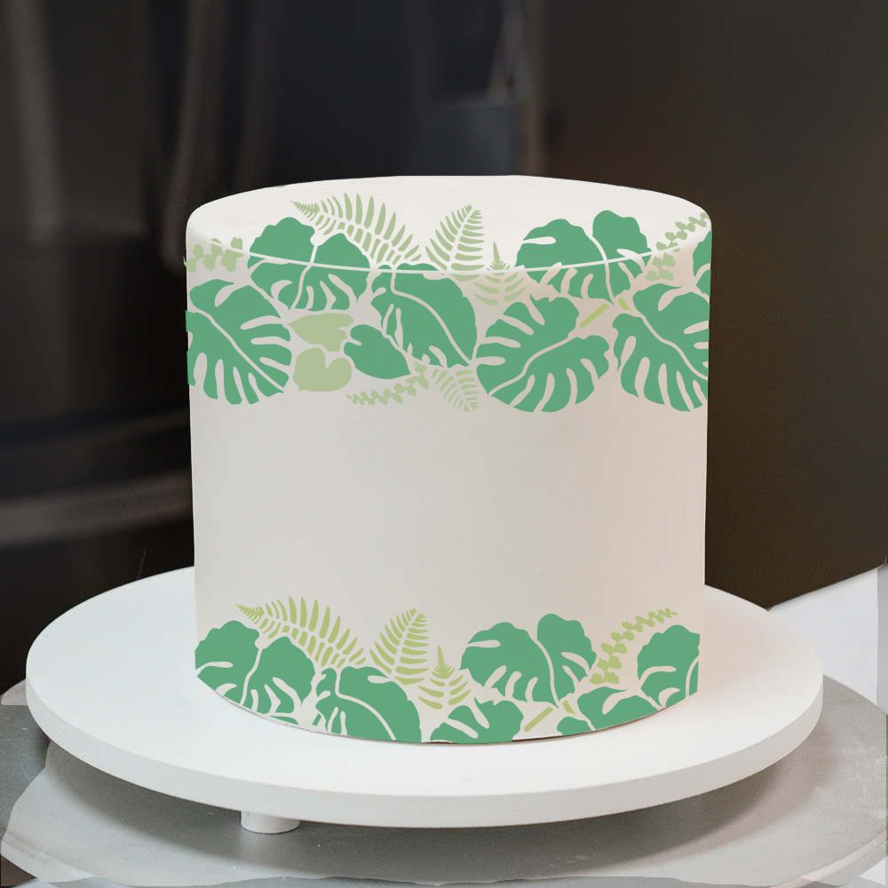 Iced Cake with Jungle Luxe Cake Side Stencil