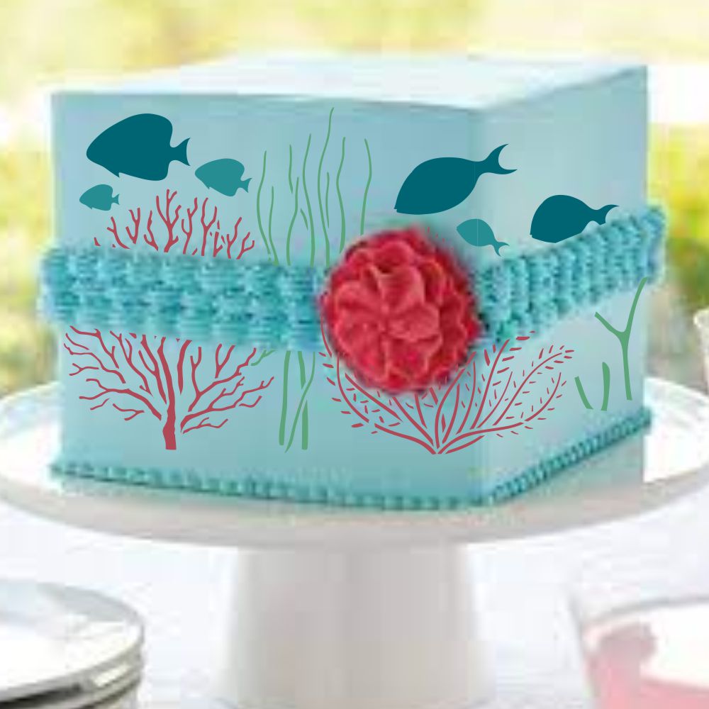 Under the Sea Cake Side Stencil