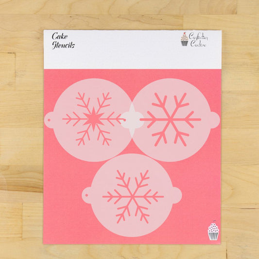 Snowflake Cake Top Stencil Trio