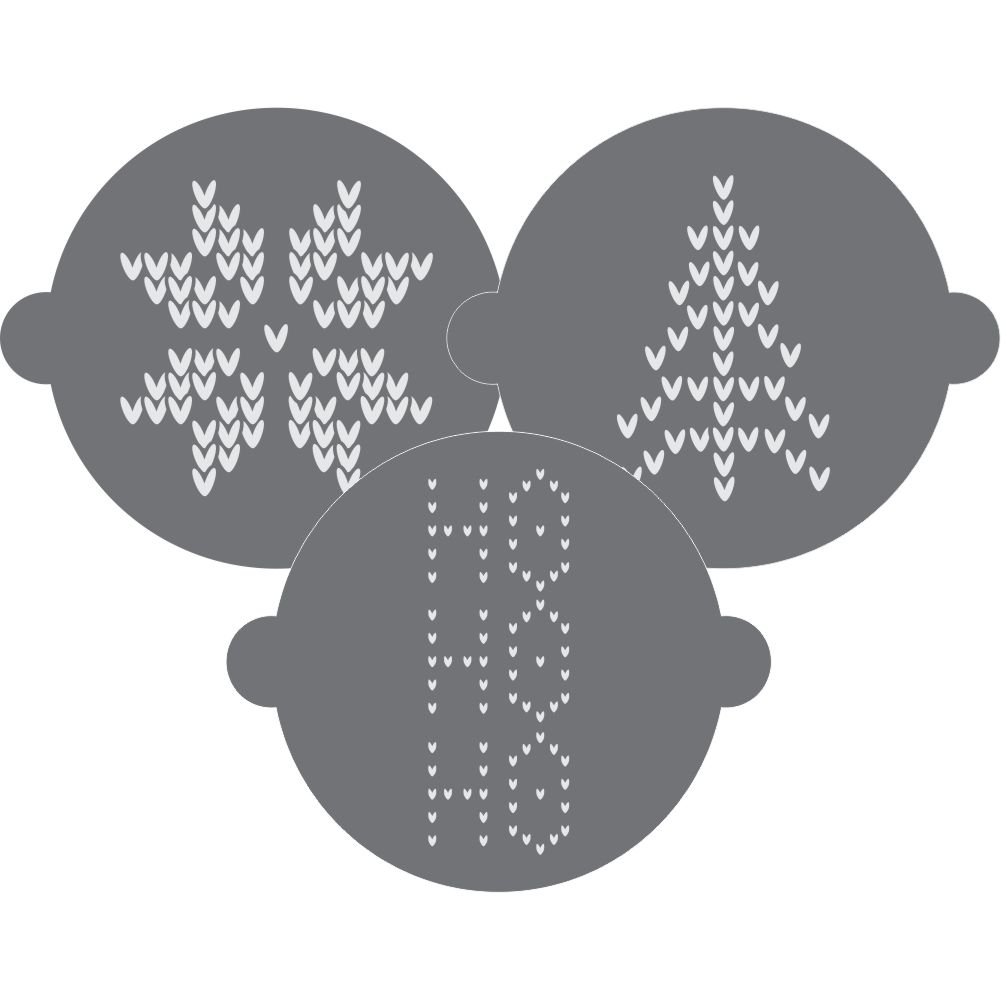 Christmas Sweater Cake Top Stencil Trio