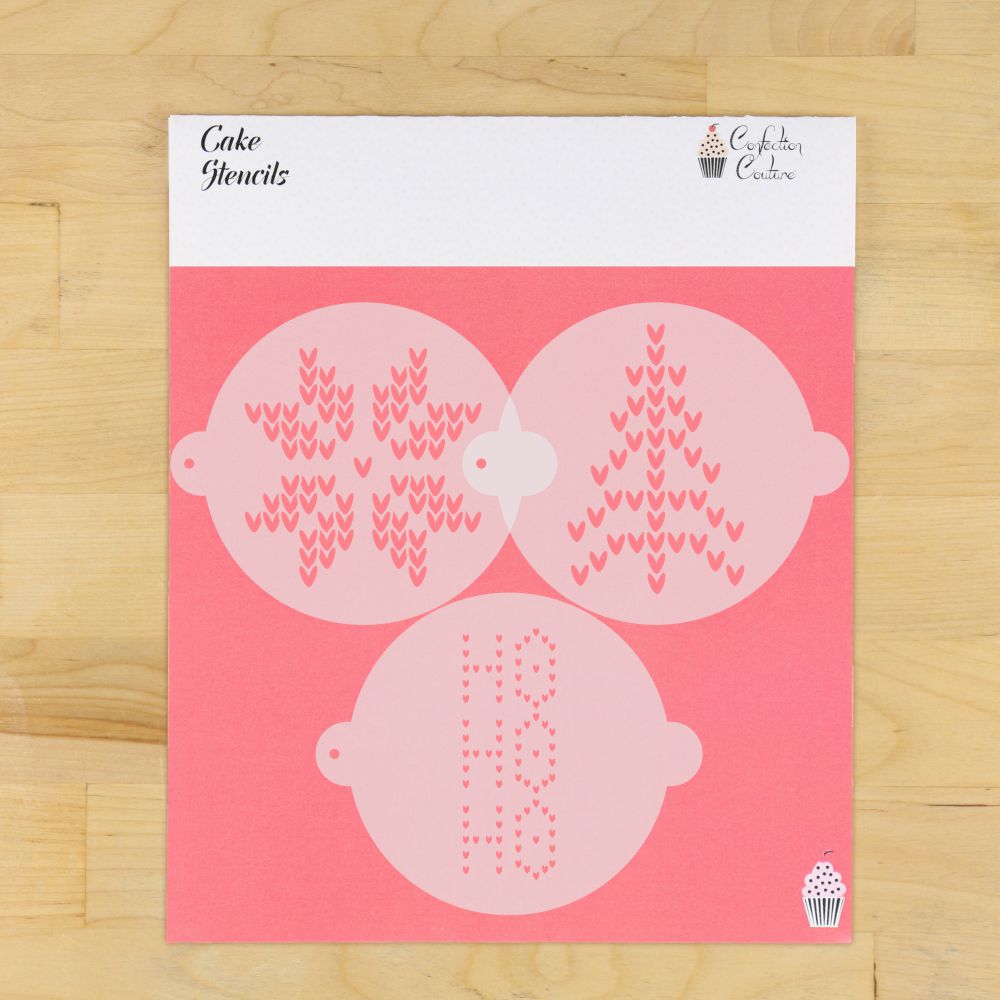 Christmas Sweater Cake Top Stencil Trio
