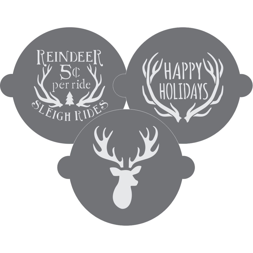 Reindeer Sleigh Cake Top Stencil Trio