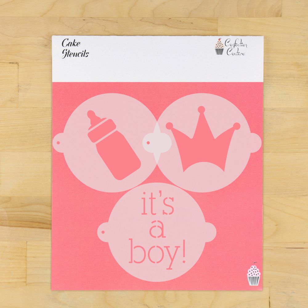 It's a Boy Cake Top Stencil Trio