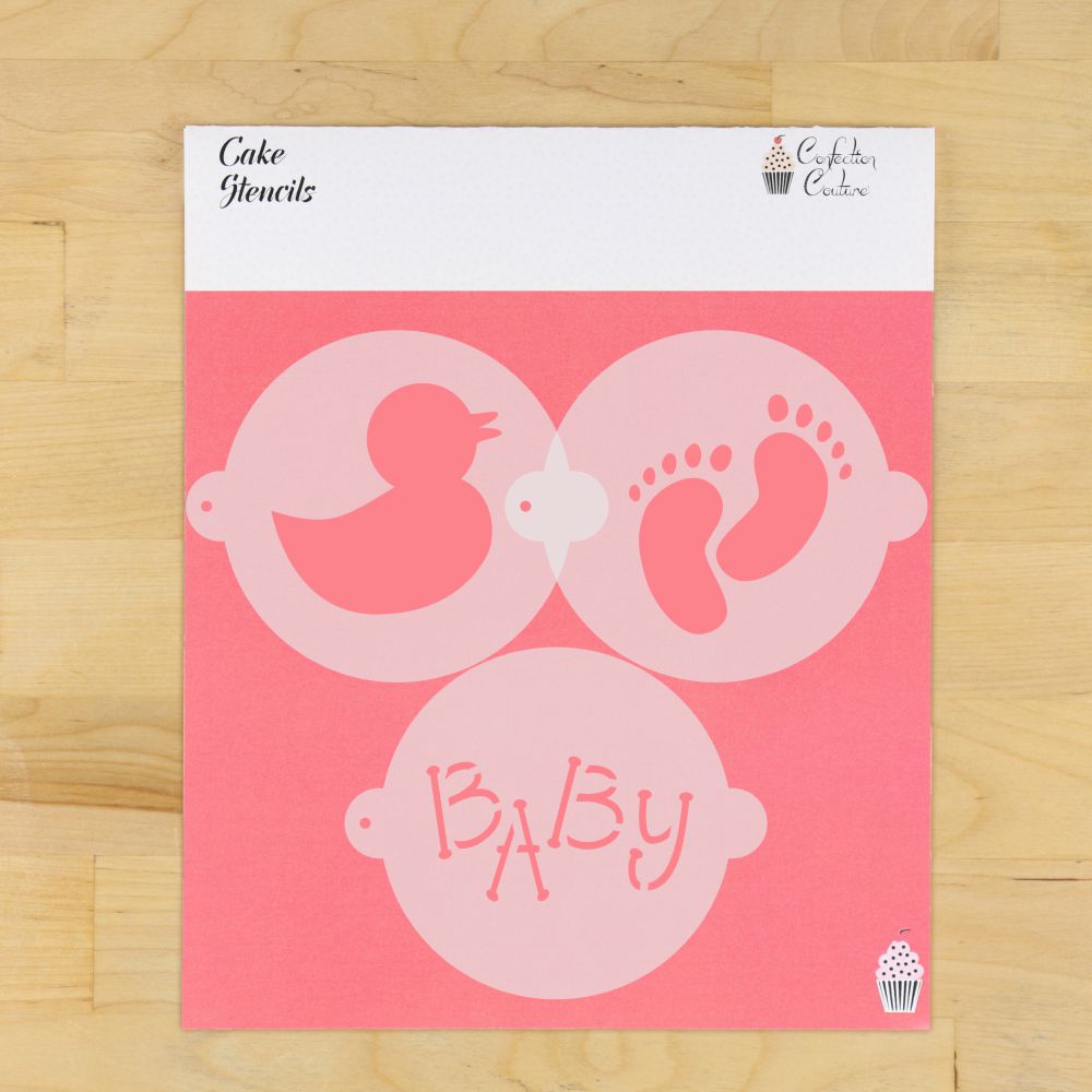 Baby Shower Cake Top Stencil Trio