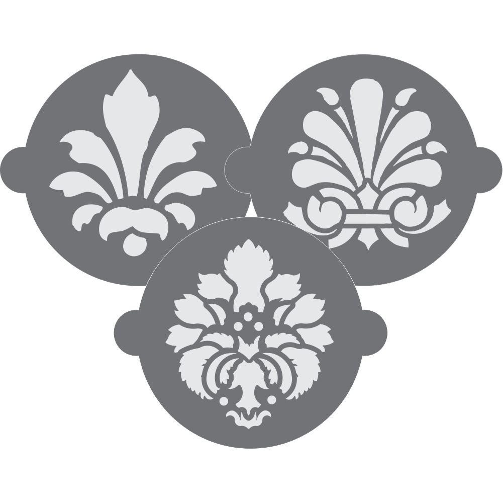 Damask 1 Cake Top Stencil Trio
