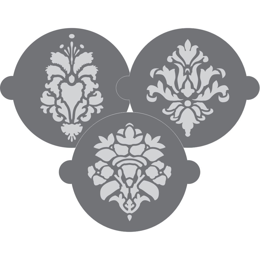Damask 2 Cake Top Stencil Trio