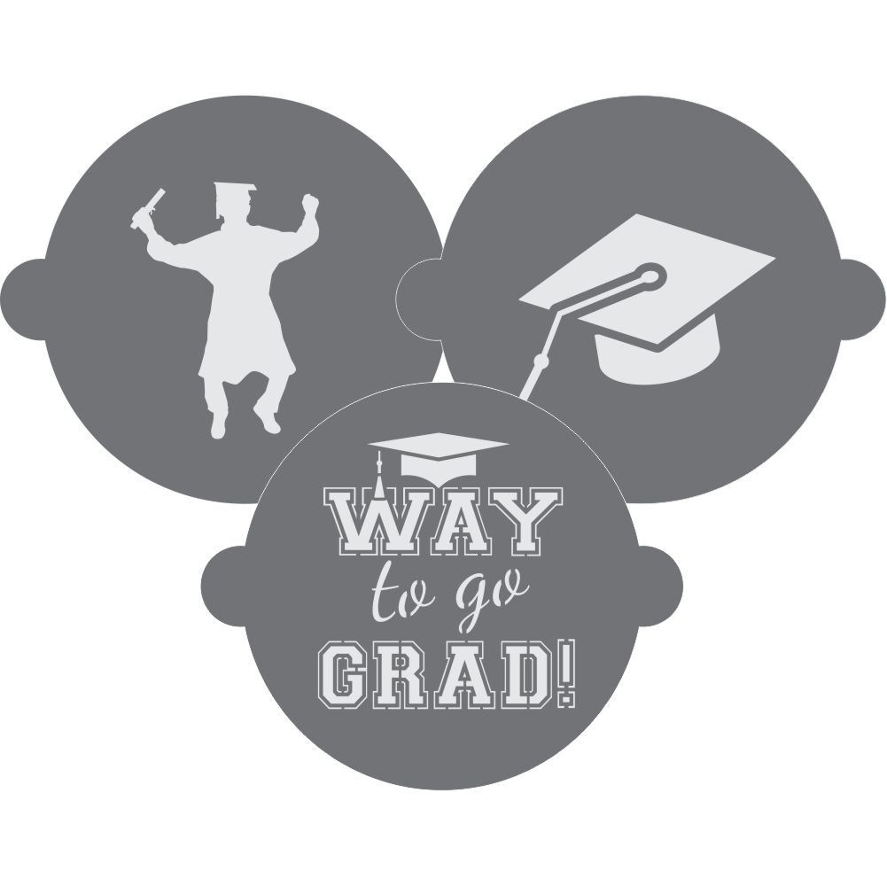Graduation Cake Top Stencil Trio