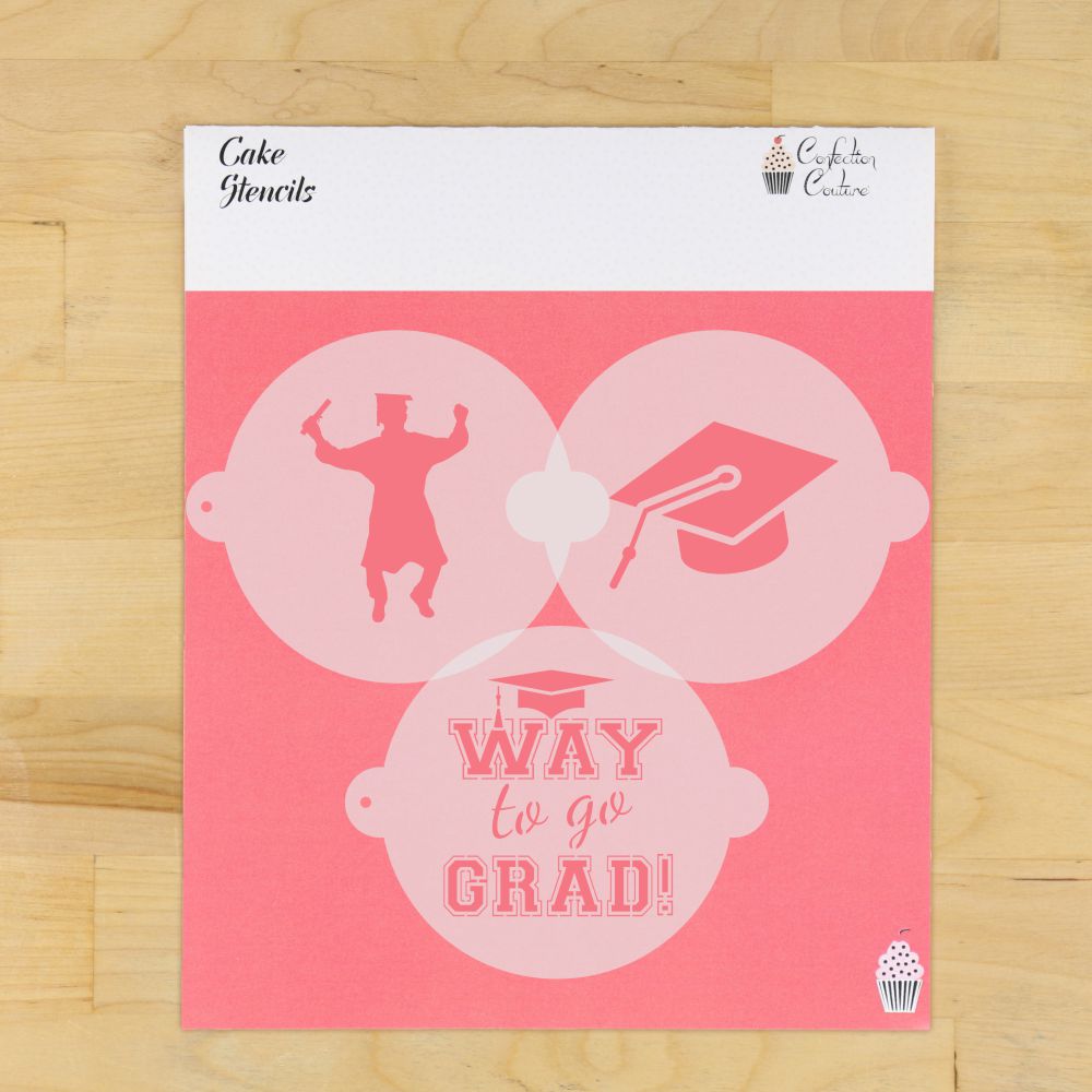 Graduation Cake Top Stencil Trio