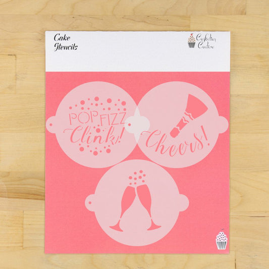 Celebrate Cake Top Stencil Trio