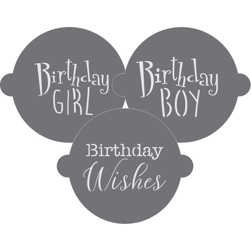 Birthday Wishes Cake Top Stencil Trio