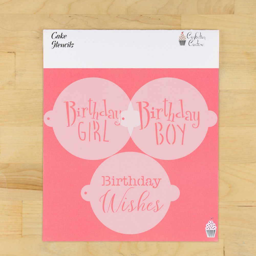 Birthday Wishes Cake Top Stencil Trio