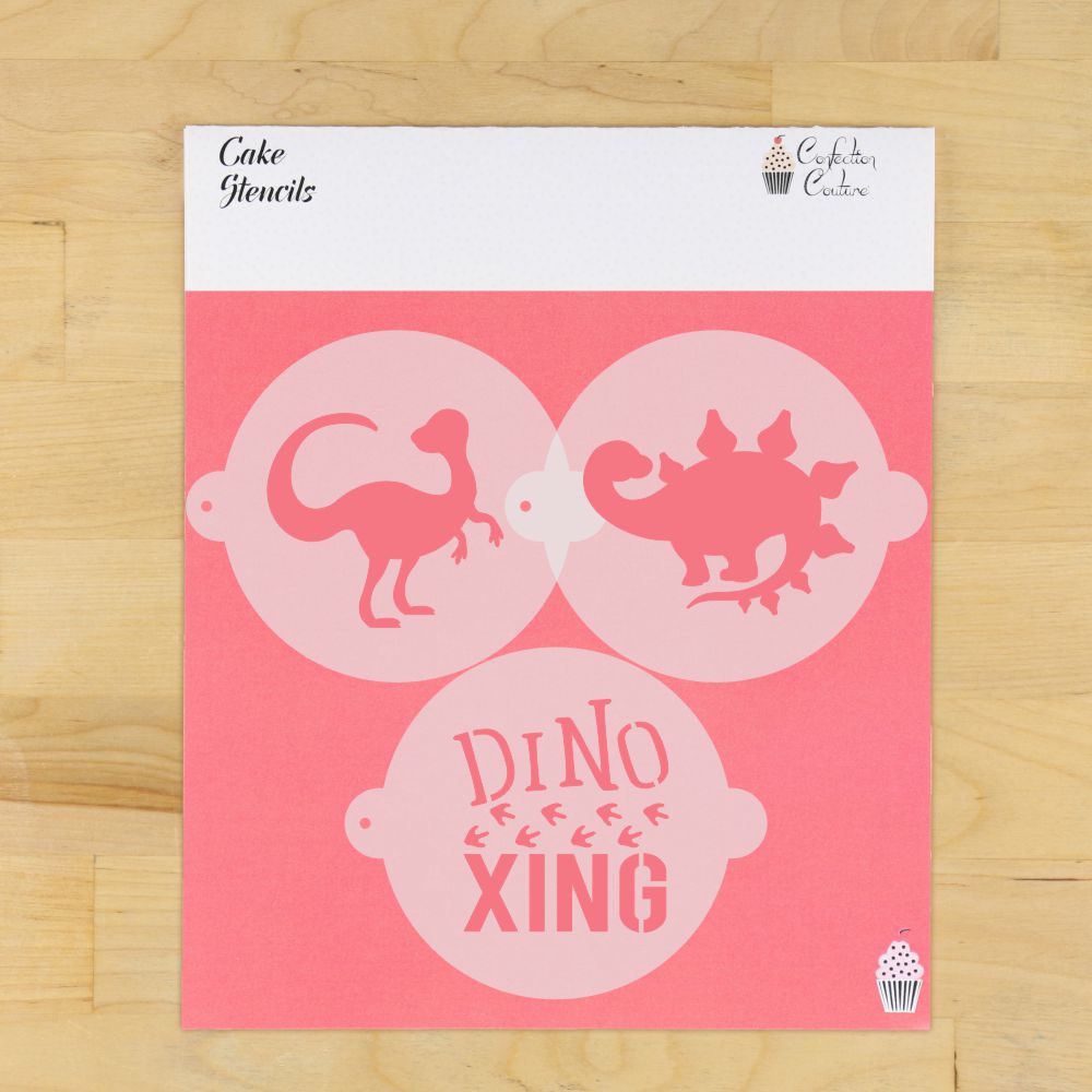 Dinosaur Cake Top Stencil Trio