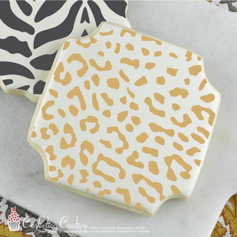 Cookies airbrushed with leopard print cookie stencil