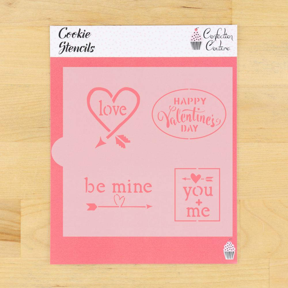 Valentines Words Cookie Stencil