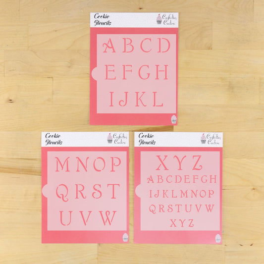 Simple Script Alphabet Cookie Stencil Set