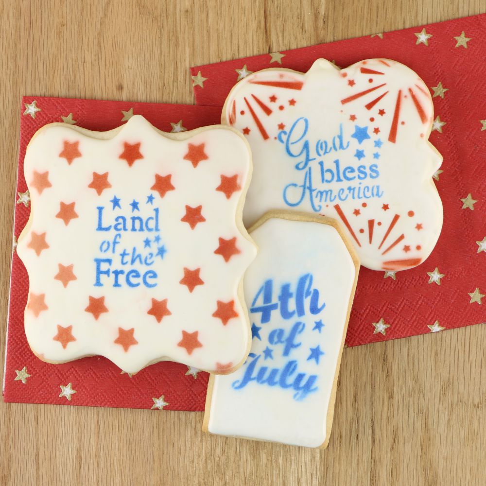Patriotic Words Cookie Stencil