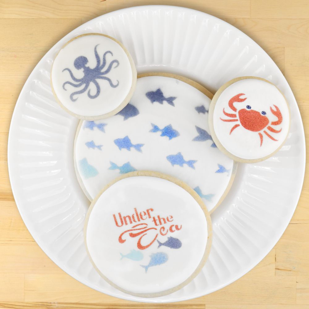 School Of Fish Background Cookie Stencil Background
