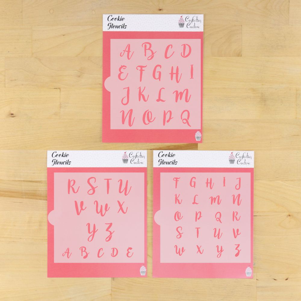 Sweetheart Swirl Alphabet Cookie Stencil Set