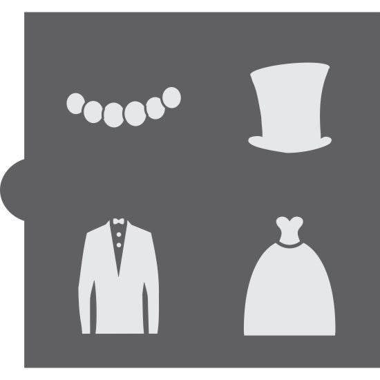 Bride and Groom Cookie stencil gray image