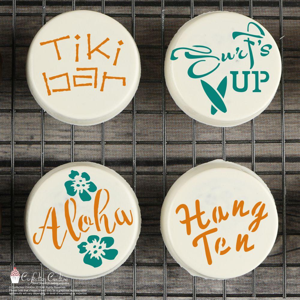 Surfer Words Cookie Stencil Words