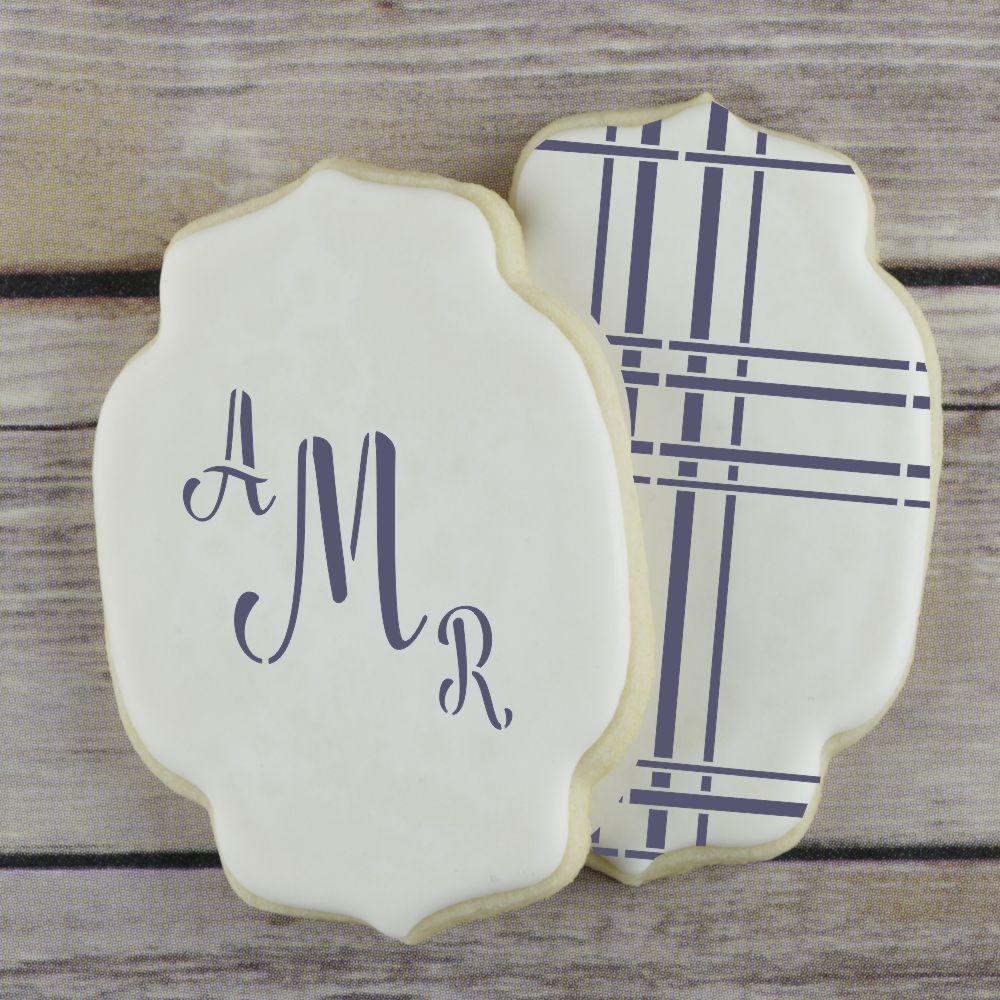 Monogrammed cookies with Swizzle Stick Alphabet Cookie Stencil