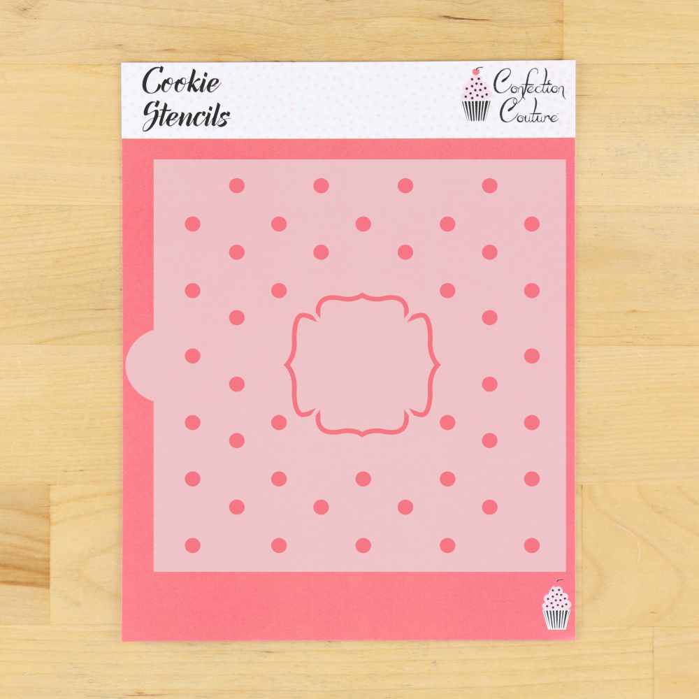 Polka Dot Monogram Background Cookie Stencil