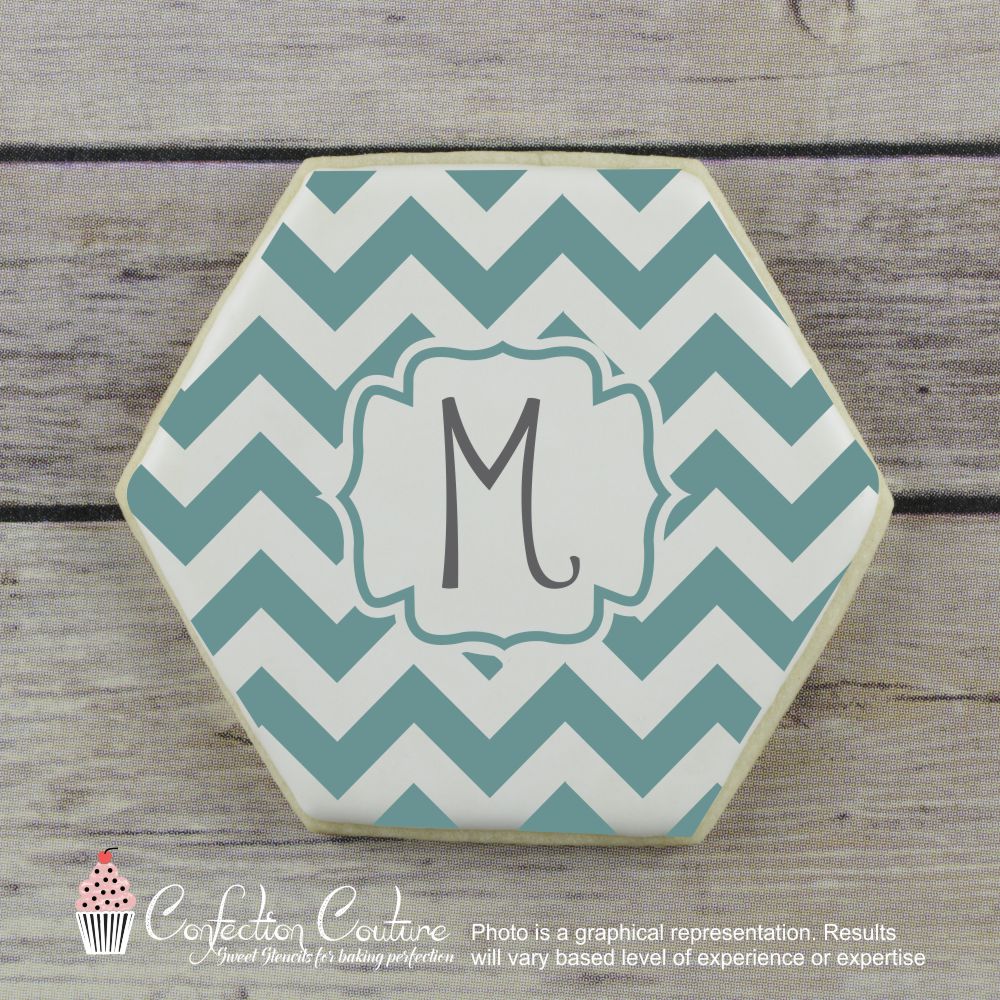 Petite-Beurre Monogram Letters inside Chevron Background Cookie Stencil