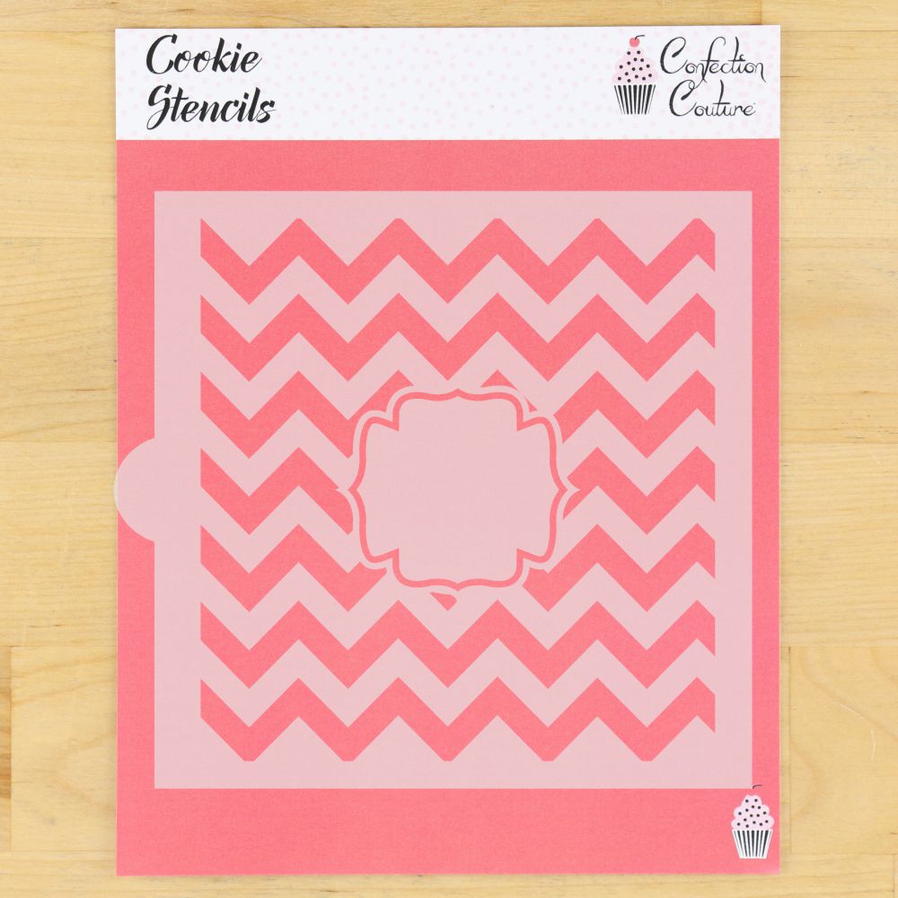 Chevron Monogram Background Cookie Stencil Set